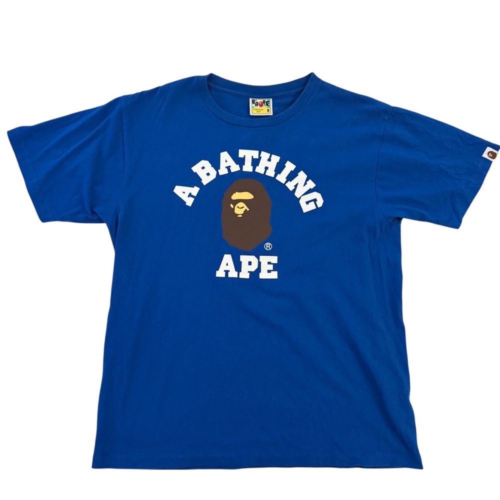 A Bathing Ape Blue Graphic Short Sleeve Tee size medium